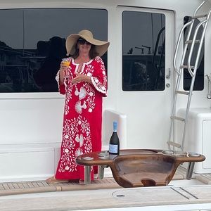 Frances Valentine Vibrant Red Floral Dress